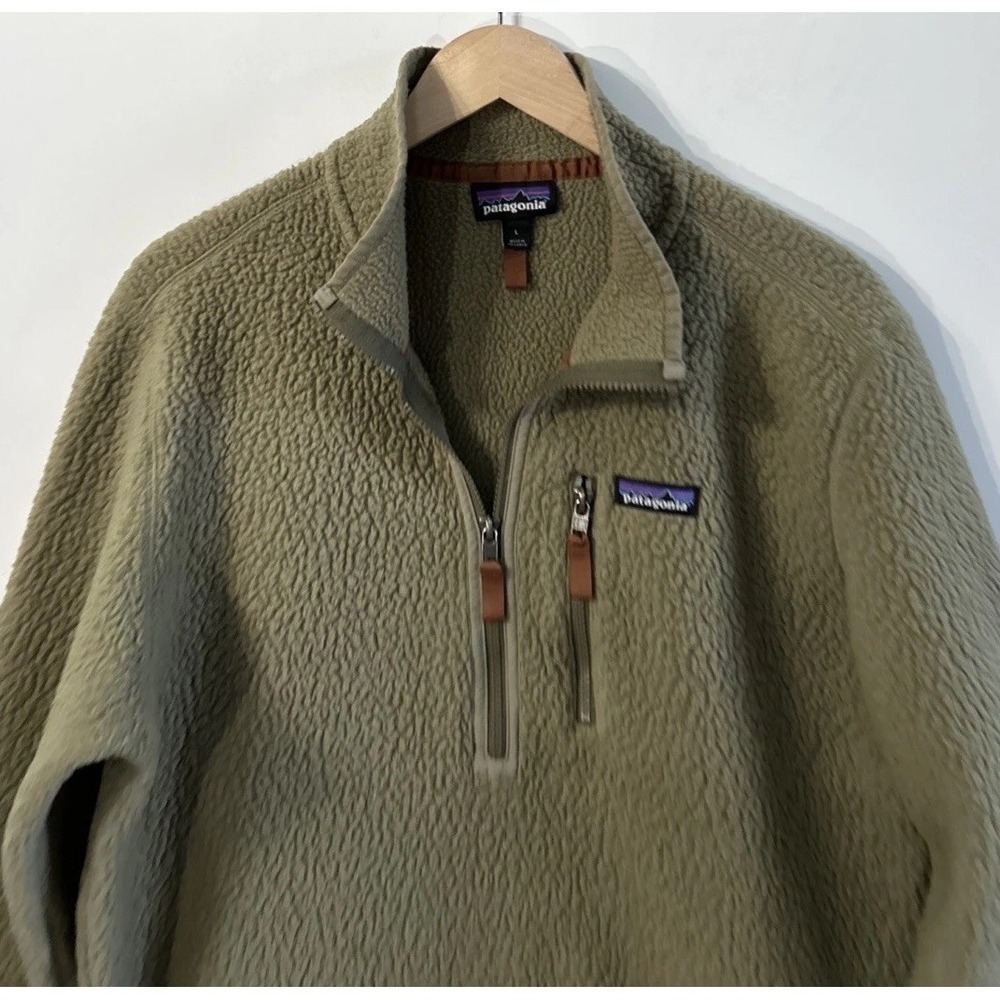 Patagonia Mens Retro Pile 1/2 Zip Pullover Sherpa Fleece Sz Large 22811 Green - Picture 2 of 8